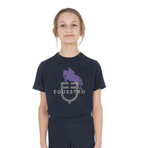 Equestro T-shirt bambini unisex Horse Jump Glossy in cotone